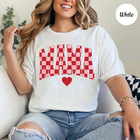 Pink/Red Checkered Mama Tee