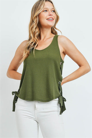 Lace it Up Olive Tank